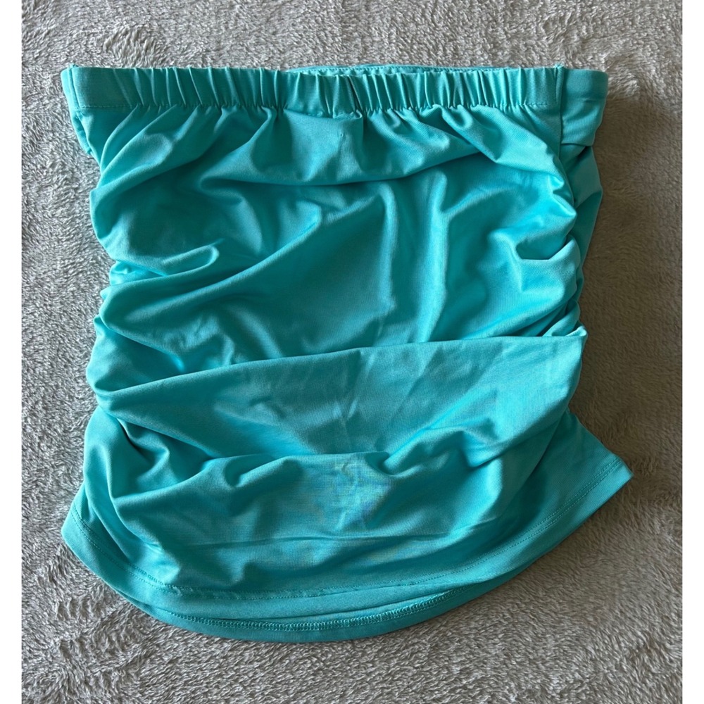 Jolie & Joy Womens XL Turquoise Teal Ruched Strapless Tube Top Summer - Picture 5 of 7
